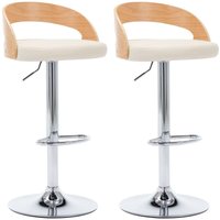 Barhocker 2 Stk. Cremeweiß Kunstleder und Bugholz Vidaxl von VIDAXL