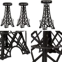 Barhocker 2 Stk. Echtleder - Echtleder Barhocker - Barhocker Set - Industrielles Möbel - Eiffel Turm Design - Schwarze Barhocker - Home & Living von VIDAXL