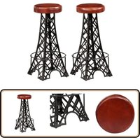 Barhocker 2 Stk. Echtleder - Echtleder Sessel - Barhocker Set - Industrielles Design - Eiffel Turm Stuhl - Wohnraum Dekoration von VIDAXL