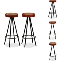 Barhocker 2 Stk. Echtleder - Industriel Style - Barhocker - Ledersitz - Stahluntergestell - Set Von 2 von VIDAXL