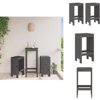 Barhocker 2 Stk. Grau 40x36x75 cm Massivholz Kiefer - Holz Barhocker - Gartenhocker - Outdoor Möbel - Kiefernholz Möbel - Rustikal von VIDAXL