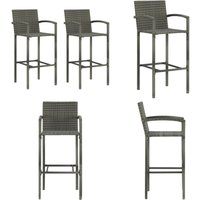 Vidaxl - Barhocker 2 Stk. Grau Poly Rattan - Barhocker - Gartenstühle - Outdoor Möbel - PE-Rattan - Stahldesign - Home & Living von VIDAXL