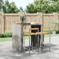 Barhocker 2 Stk. Grau Poly Rattan und Massivholz Akazie Vidaxl von VIDAXL