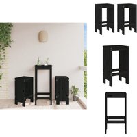 Vidaxl - Barhocker 2 Stk. Schwarz 40x36x75 cm Massivholz Kiefer - Holz Barhocker - Gartenhocker - Outdoor Möbel - Kiefernholzmöbel - Rustikaler Stil von VIDAXL