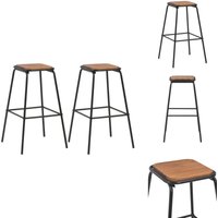 Barhocker 2 Stk. Schwarz Kiefer-Massivholz und Stahl - Barhocker - Küchenhocker - Esszimmerhocker - Massiver Holztisch - Kiefernholz Möbel von VIDAXL