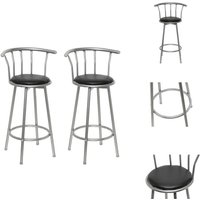 Barhocker 2 Stk. Schwarz Kunstleder - Barhocker - Küchenstuhl - Hochstuhl - Esszimmerstuhl - Designer Stuhl von VIDAXL