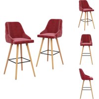 Barhocker 2 Stk. Weinrot Samt - Samt Sessel - Barhocker - Küchenstuhl - Wohnzimmersessel - Weinrot von VIDAXL