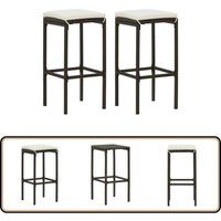 Barhocker mit Kissen 2 Stk. Braun Poly Rattan - Barhocker - Esszimmerstühle - Gartenmöbel - Outdoor Möbel - Bistrotisch von VIDAXL