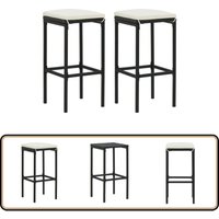 Barhocker mit Kissen 2 Stk. Schwarz Poly Rattan - Barhocker - Esszimmerstühle - Gartenmöbel - Outdoor Möbel - Rattan Möbel von VIDAXL
