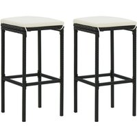 Barhocker mit Kissen 2 Stk. Schwarz Poly Rattan Vidaxl von VIDAXL