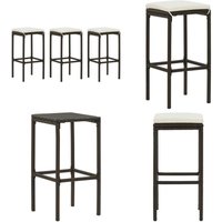Barhocker mit Kissen 3 Stk. Braun Poly Rattan - Barhocker - Esszimmerstühle - Gartenmöbel - Outdoor Möbel - Bistrostühle - Home & Living von VIDAXL