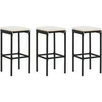 Vidaxl - Barhocker mit Kissen 3 Stk. Schwarz Poly Rattan von VIDAXL