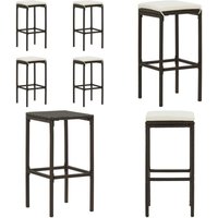 Barhocker mit Kissen 4 Stk. Braun Poly Rattan - Barhocker - Gartenmöbeln - Outdoor Möbel - Esszimmerstühle - Bistrostühle - Home & Living von VIDAXL