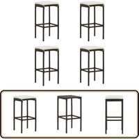 Barhocker mit Kissen 4 Stk. Braun Poly Rattan - Barhocker - Gartenmöbeln - Outdoor Möbel - Esszimmerstühle - Bistrostühle von VIDAXL