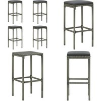 Barhocker mit Kissen 4 Stk. Grau Poly Rattan - Barhocker - Esszimmerstühle - Gartenmöbel - Outdoor Möbel - Lounge Sessel - Home & Living von VIDAXL