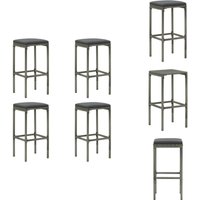 Vidaxl - Barhocker mit Kissen 4 Stk. Grau Poly Rattan - Barhocker - Esszimmerstühle - Gartenmöbel - Outdoor Möbel - Lounge Sessel von VIDAXL