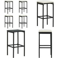 Barhocker mit Kissen 4 Stk. Schwarz Poly Rattan - Barhocker - Gartenmöbeln - Outdoor Möbel - Esszimmerstühle - Küchenstühle - Home & Living von VIDAXL