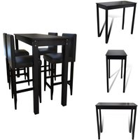 Barset Bartisch mit 4 Barhockern Schwarz - Essbereich - Bartisch - Barhocker - Küchentisch - Kleines Wohnzimmer von VIDAXL