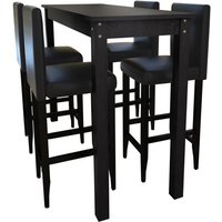 Barset Bartisch mit 4 Barhockern Schwarz vidaXL von VIDAXL