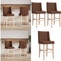 Barstühle 2 Stk. Massivholz Gummibaum und Stoff - Barhocker - Küchenstühle - Esszimmerstühle - Holzstühle - Stühle Braun - Home & Living von VIDAXL