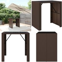 Bartisch mit Glasplatte Braun 105x80x110 cm Poly Rattan - Outdoor Möbel - Gartenmöbel - Esszimmerset - Balkonmöbel - Terrassenmöbel - Home & Living von VIDAXL