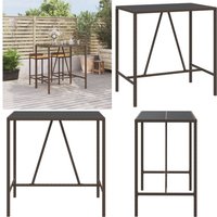 Bartisch mit Glasplatte Braun 110x70x110 cm Poly Rattan - Gartentisch - Outdoor Möbel - Balkonmöbel - Esszimmerset - Bartisch - Home & Living von VIDAXL