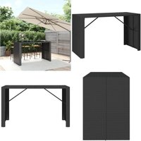 Bartisch mit Glasplatte Schwarz 185x80x110 cm Poly Rattan - Gartentisch - Outdoortisch - Bartisch - Poolpartytisch - Esszimmerset - Home & Living von VIDAXL
