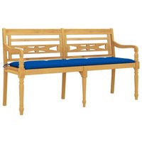 Batavia-Bank mit Blauem Kissen 150 cm Massivholz Teak Vidaxl von VIDAXL