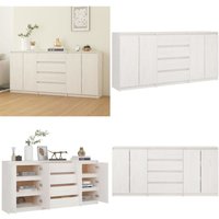 Vidaxl - Beistellschränke 3 Stk. Weiß Massivholz Kiefer - Holz Sideboard - Wohnzimmermöbel - Massiver Kiefernschrank - Weißer Schrank von VIDAXL