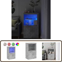 Beistellschrank mit LED-Leuchten Betongrau Holzwerkstoff - Schreibtischlampe - Nachttischleuchte - Wohnzimmerstil - Moderner Schreibtisch von VIDAXL