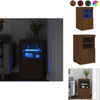 Beistellschrank mit LED-Leuchten Braun Eiche Holzwerkstoff - Wohnraum Dekoration - Sideboard - tv Stand - Nachttisch - Regal Beistellschrank mit LED-Leuchten Braun Eiche Holzwerkstoff - Wohnraum Dekoration - Sideboard - tv Stand - Nachttisch - Regal von VIDAXL