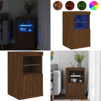 Beistellschrank mit LED-Leuchten Braun Eiche Holzwerkstoff - Wohnraum Dekoration - Sideboard - tv Stand - Nachttisch - Regal - Home & Living Beistellschrank mit LED-Leuchten Braun Eiche Holzwerkstoff - Wohnraum Dekoration - Sideboard - tv Stand - Nachttisch - Regal - Home & Living von VIDAXL
