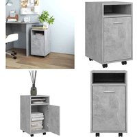 Vidaxl - Beistellschrank mit Rollen Betongrau 33x38x60 cm Holzwerkstoff - Betonmöbel - Sideboard - Kommode - Wohnzimmermöbel - Regal - Home & Living von VIDAXL