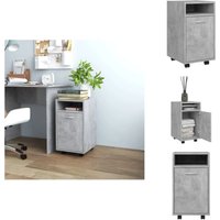 Vidaxl - Beistellschrank mit Rollen Betongrau 33x38x60 cm Holzwerkstoff - Betonmöbel - Sideboard - Kommode - Wohnzimmermöbel - Regal von VIDAXL