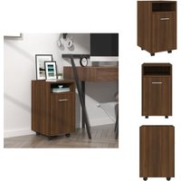 Beistellschrank mit Rollen Braun Eichen-Optik 33x38x60 cm - Holz Sideboard - Sideboard Braun - Wohnzimmermöbel - Regal Mit Türen - Beistellschrank von VIDAXL
