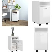 Beistellschrank mit Rollen Hochglanz-Weiß 33x38x60 cm - Schreibtisch - Sideboard - Wohnzimmermöbel - Regal - Nachttisch - Home & Living von VIDAXL