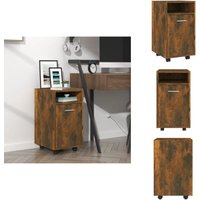 Vidaxl - Beistellschrank mit Rollen Räuchereiche 33x38x60 cm - Holz Sideboard - Sideboard Rauchfarben - Wohnzimmermöbel - Regal Mit Türen von VIDAXL