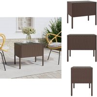 Beistelltisch Braun 53x37x48 cm Poly Rattan und Hartglas - Beistelltisch - Wohnzimmer Deko - Gartentisch - Outdoor Möbel - Gartenmöbel Beistelltisch Braun 53x37x48 cm Poly Rattan und Hartglas - Beistelltisch - Wohnzimmer Deko - Gartentisch - Outdoor Möbel - Gartenmöbel von VIDAXL