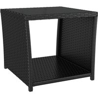 Beistelltisch mit Glasplatte Schwarz Poly Rattan & Hartglas Vidaxl von VIDAXL