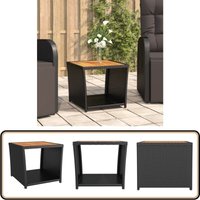 Beistelltisch mit Holzplatte Schwarz Poly Rattan & Akazienholz - Gartentisch - Teettisch - Balkontisch - Outdoor Möbel - Gartenmöbel Set von VIDAXL