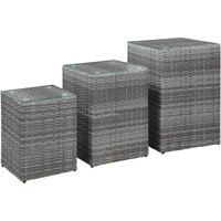 Beistelltische 3 Stk. mit Glasplatte Grau Poly Rattan Vidaxl Beistelltische 3 Stk. mit Glasplatte Grau Poly Rattan Vidaxl von VIDAXL