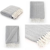 Berwurf Baumwolle Fischgrätenmuster 160x210 cm Grau - Baumwolldecke - Überwurf - Plaid - Grau - Deko Decke - Home & Living Berwurf Baumwolle Fischgrätenmuster 160x210 cm Grau - Baumwolldecke - Überwurf - Plaid - Grau - Deko Decke - Home & Living von VIDAXL