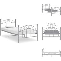 Bett Grau Metall 100x200 cm - Metallbett - Singlebettt - Boxspringbett - Bettgestell - Schlafzimmermöbel von VIDAXL