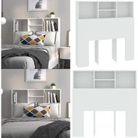 Bett-Kopfteil mit Ablagen Weiß 100x19x103,5 cm - Bett-Kopfteil - Holzwerkstoff - Weißer Bettkopf - Regal-Kopfteil - Schlafzimmermöbel - Home & Living von VIDAXL