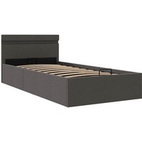 Bett mit Bettkasten Hydraulisch led Dunkelgrau Stoff 100x200 cm Vidaxl von VIDAXL