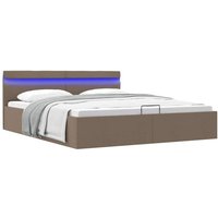 Bett mit Bettkasten Hydraulisch mit led Taupe Stoff 160x200 cm Vidaxl 746578 von VIDAXL