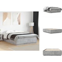 Bettgestell Betongrau 140x200 cm Holzwerkstoff - Beton Grau - Holzrahmen - Lattenrost - Doppelbett - Boxspringbett von VIDAXL