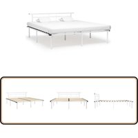 Bettgestell Weiß Metall 200x200 cm - Metallbett - Doppelbett - Boxspringbett - Weißes Bett - Bettgestell Bettgestell Weiß Metall 200x200 cm - Metallbett - Doppelbett - Boxspringbett - Weißes Bett - Bettgestell von VIDAXL