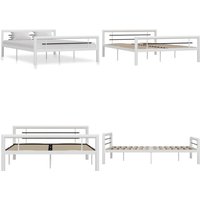 Bettgestell Weiß und Schwarz Metall 160×200 cm - Metallbett - Bettgestell - Doppelbett - Boxspringbett - Lattenrost Inklusive - Home & Living von VIDAXL