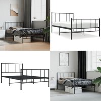 Bettgestell mit Kopf- und Fußteil Metall Schwarz 107x203 cm - Metallbettfassungen - Doppelbett Gestell - Boxspring Rahmen - Schlafzimmer Möbel Bettgestell mit Kopf- und Fußteil Metall Schwarz 107x203 cm - Metallbettfassungen - Doppelbett Gestell - Boxspring Rahmen - Schlafzimmer Möbel von VIDAXL